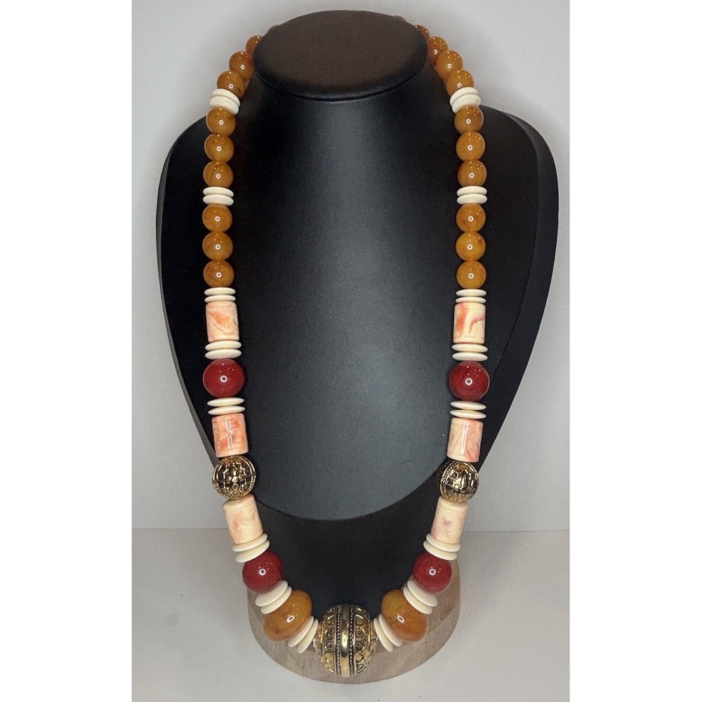 Avon Chunky Beaded Moroccan Necklace Vintage Southwestern Style 90s Jewelry